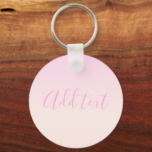 Chaveiro Seu Texto Elegante Roteiro & Soft Blush Pink Omb