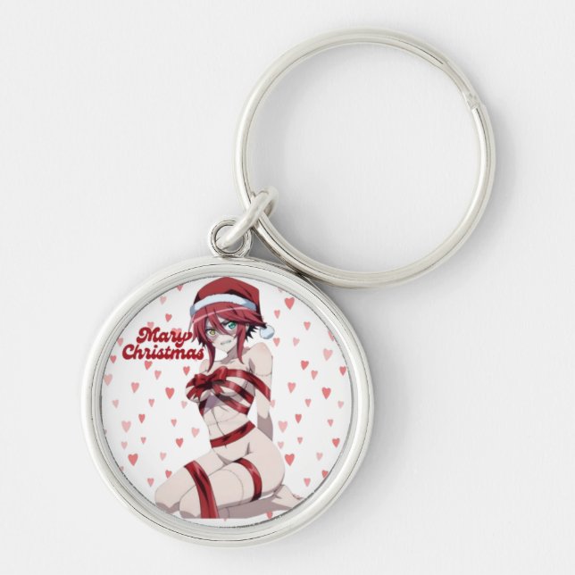 Chaveiro Sexy Santa Marry Cristmas Wrapped Anime Girl (Frente)