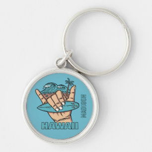 Chaveiro Shaka do Surf de Localização e Nome Personalizado