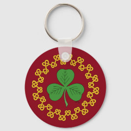 Chaveiro Shamrock and Knotwork on Red