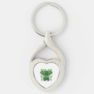Chaveiro Shamrock fofo de Dia de São Patrício, onde óculos