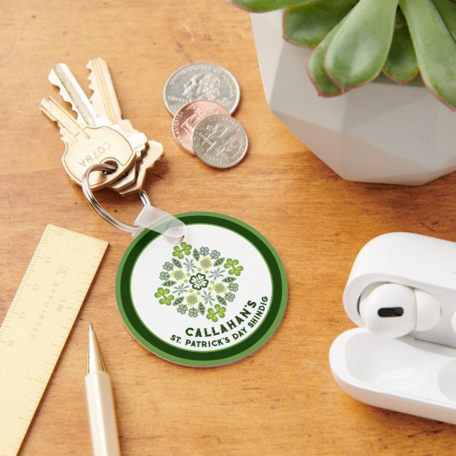 Chaveiro Shamrock Mandala Rua do Dia de Patrick (Mesa)
