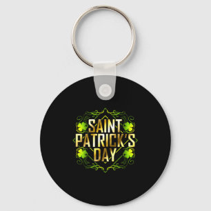 Chaveiro Shamrock Verde e Ouro - Letra Saint Patricks