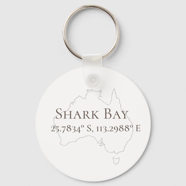 Chaveiro Shark Bay Austrália Latitude & Longitude (Frente)