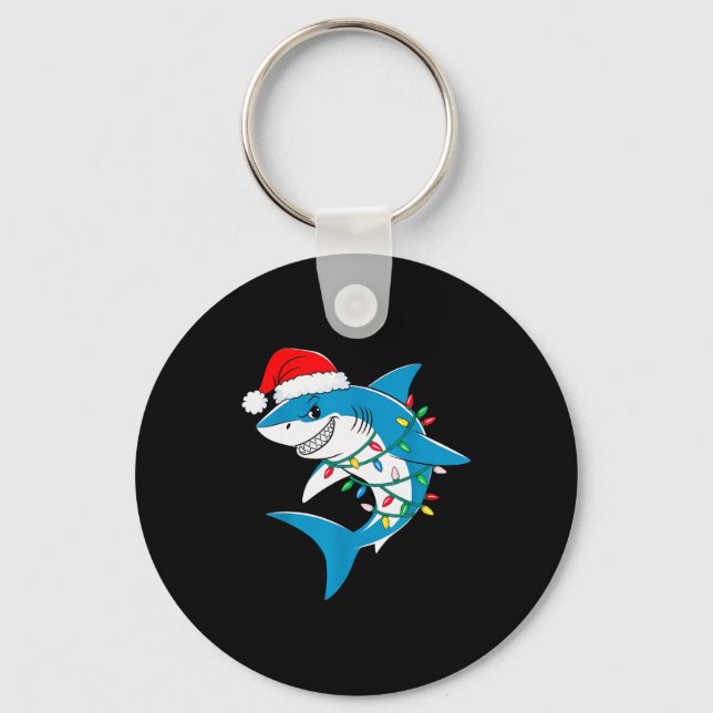 Chaveiro Shark Christmas Lights Santa Hat Xmas Pajama Boys  (Frente)