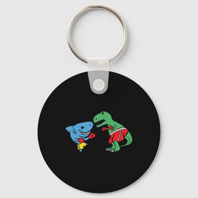 Chaveiro Shark Punching T-rex Dinosaur Funny Fighting Boxin (Frente)