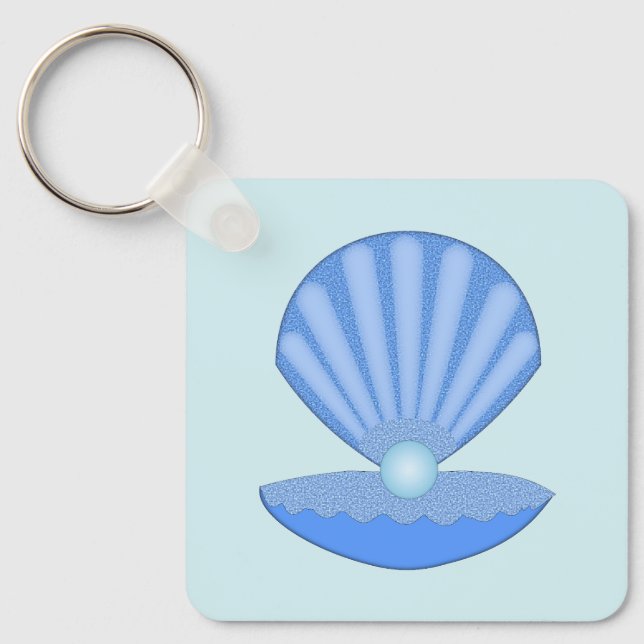 Chaveiro Shell de Ostra Blue Baby Boy e Chá de fraldas de p (Frente)