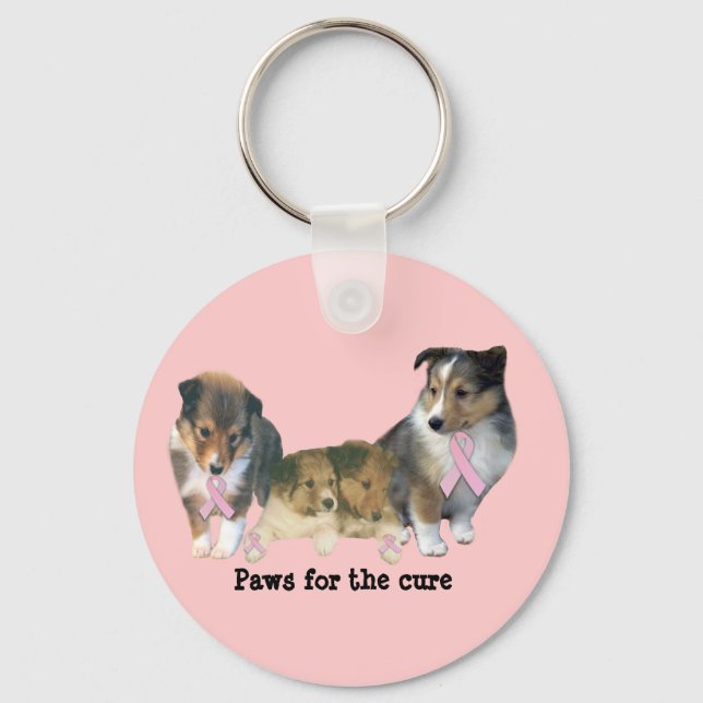 Chaveiro Sheltie Breast Cancer (Frente)