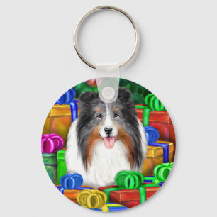 Chaveiro Sheltie Christmas Open Dons Blue Merle