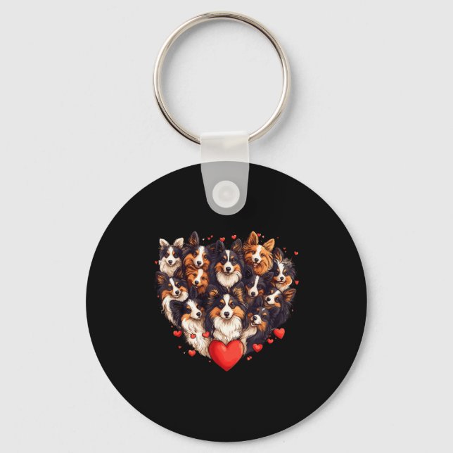 Chaveiro Sheltie Heart-shaped Cute Sheltie Dog Lover Men Wo (Frente)