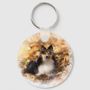 Chaveiro Sheltie Shetland Sheepdog Art Painting