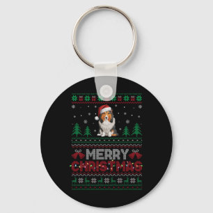 Chaveiro Shetland Sheepdog Dog Aproxima o Natal do Papai No
