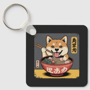 Chaveiro Shiba Inu Cachorro Comendo Ramen
