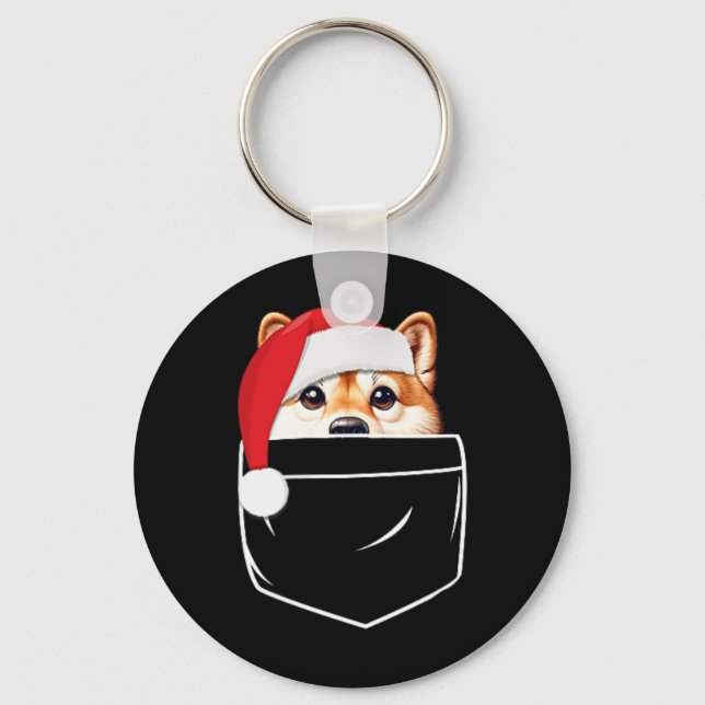 Chaveiro Shiba Inu Cachorro Papai Noel Natal Diversão Xmas (Frente)