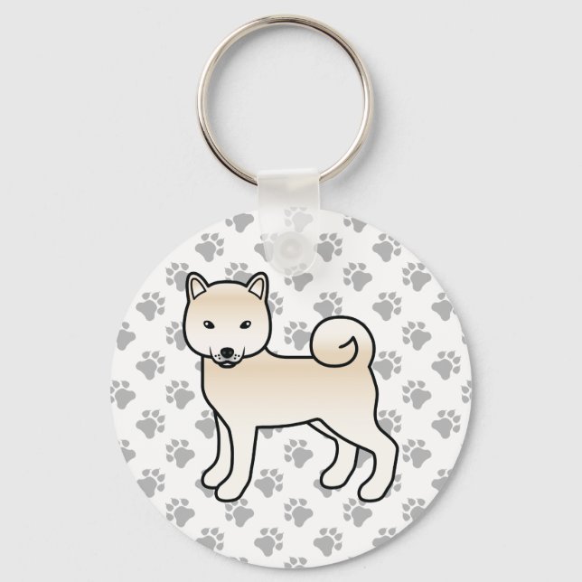 Chaveiro Shiba Inu Creme Cachorro Fofo de Desenho & Patas (Frente)