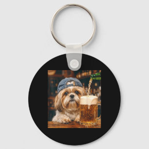 Chaveiro Shih Tzu Bebendo Cerveja Meme de Cachorro Engraçad