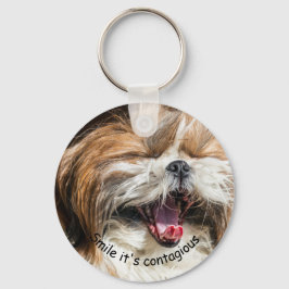 Chaveiro Shih tzu bocejando sorriso texto personalizar