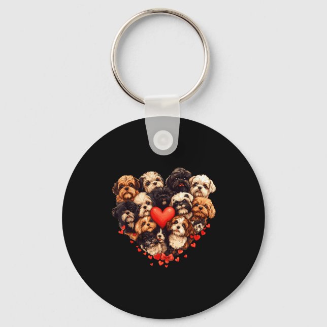 Chaveiro Shih Tzu Heart-shaped Cute Shih Tzu Valentines Day (Frente)