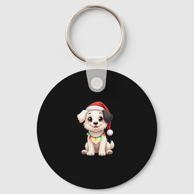 Chaveiro Shih Tzu Santa Christmas Tree Lights Xmas Dog Love (Frente)
