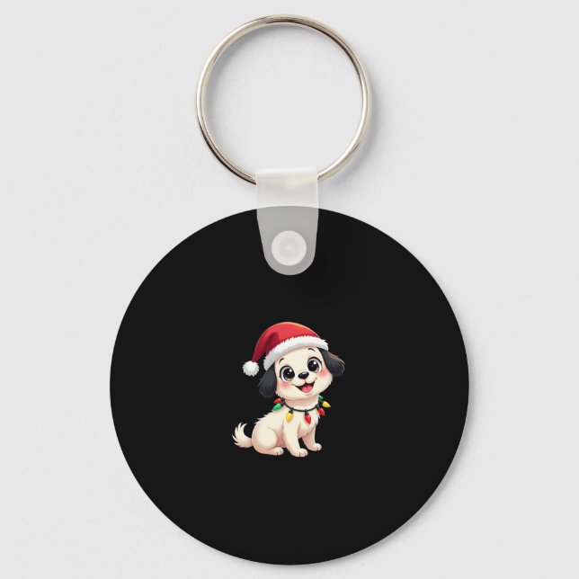 Chaveiro Shih Tzu Santa Christmas Tree Lights Xmas Dog Love (Frente)