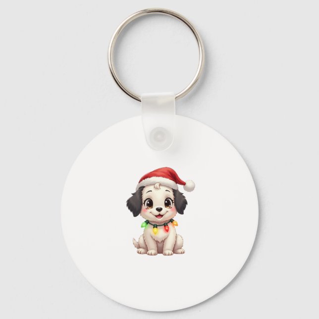 Chaveiro Shih Tzu Santa Christmas Tree Lights Xmas Dog Love (Frente)