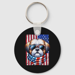 Chaveiro Shih Tzu Vestindo Bandeira Americana 4 De Julho Pa