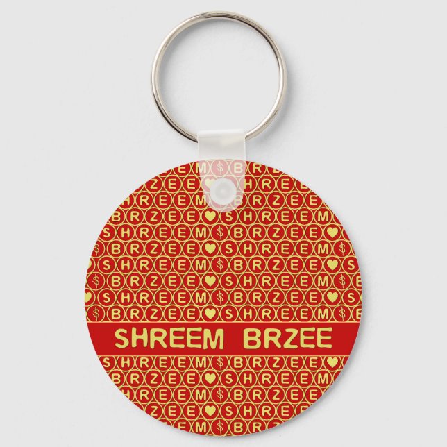 Chaveiro Shreem Brzee, Dourado Vermelho, atrai riqueza (Frente)