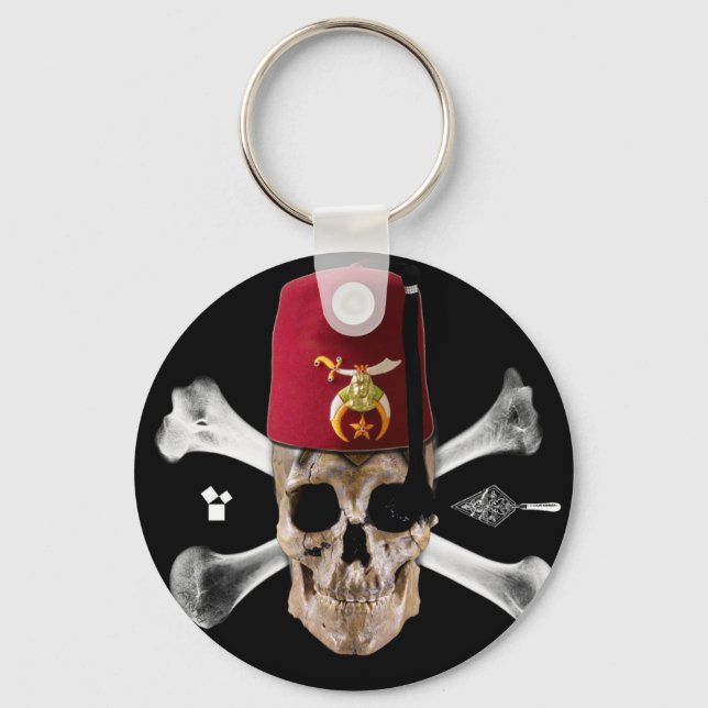 Chaveiro Shriner Masonic Skull e Ossos com Fez (Frente)