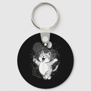 Chaveiro Shuttle Jogador de Badminton do Gatinho Cortado
