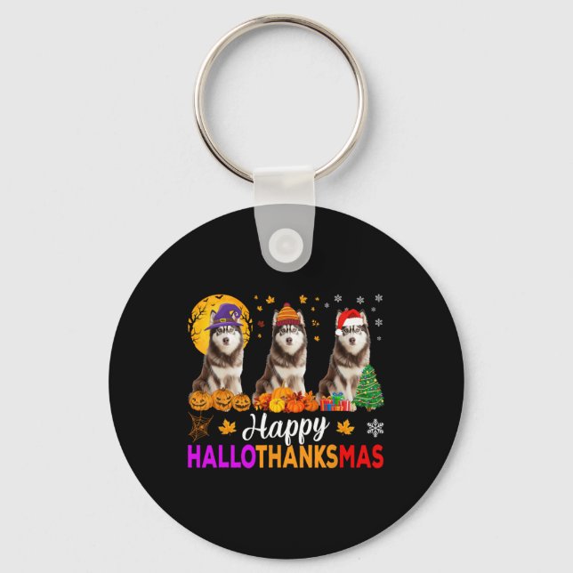 Chaveiro Siberian Husky Dog Halloween HalloObrigado (Frente)