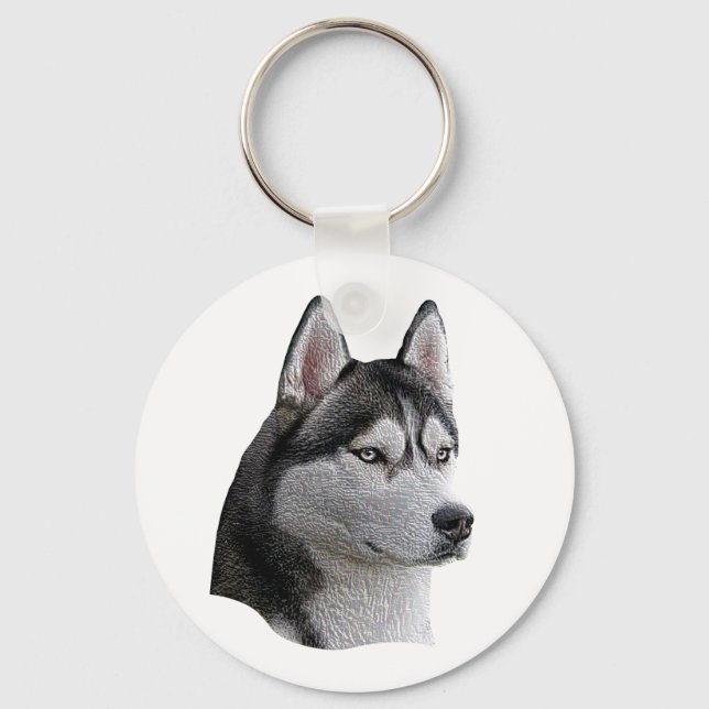 Chaveiro Siberian Husky - Imagem Estilizada - Adicione Seu  (Frente)