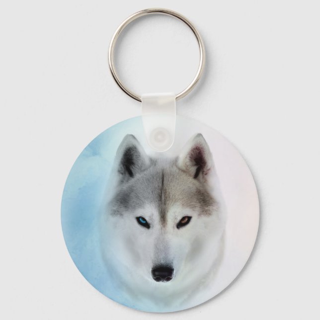 Chaveiro Siberian Husky Watercolor (Frente)