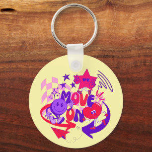 Chaveiro "Siga em Frente" Groovy Cor Frase Colorida
