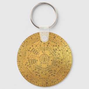 Chaveiro Sigillum Dei Aemeth Sigil Occult Pentagram Dourado
