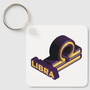 Chaveiro Signo de Libra e Design de Texto