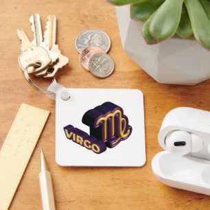 Chaveiro Signo de Virgem e Design de Texto