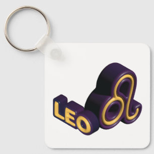 Chaveiro Signo Zodiacal de Leão e Design de Texto