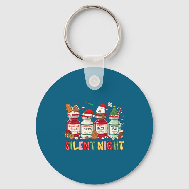 Chaveiro Silent Night Funny Nurse Christmas Design Long Sle (Frente)