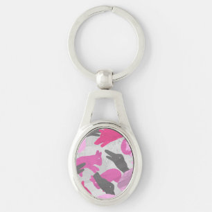 Chaveiro Silhouette Animal Camouflage, cor-de-rosa