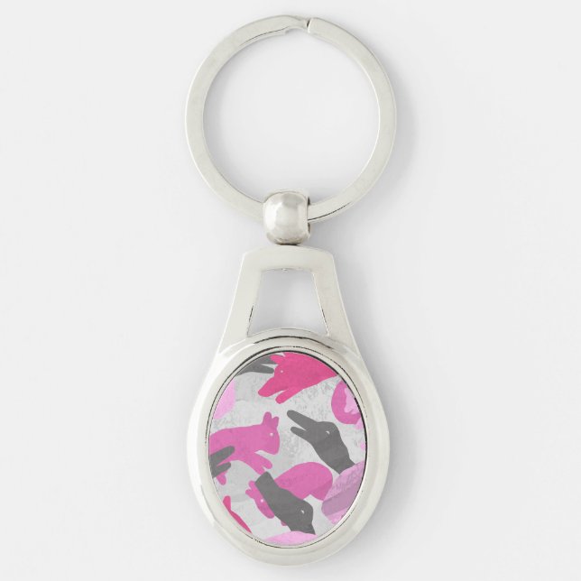 Chaveiro Silhouette Animal Camouflage - Rosa (Frente)