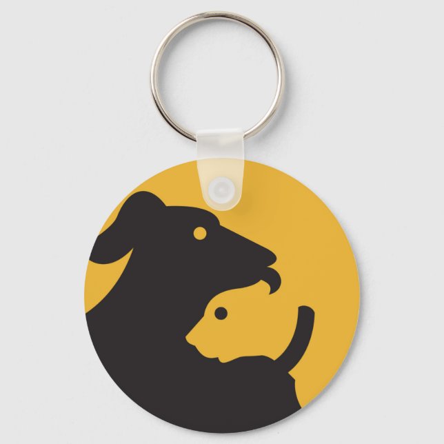 Chaveiro Silhouette de Gato e Cão (Frente)