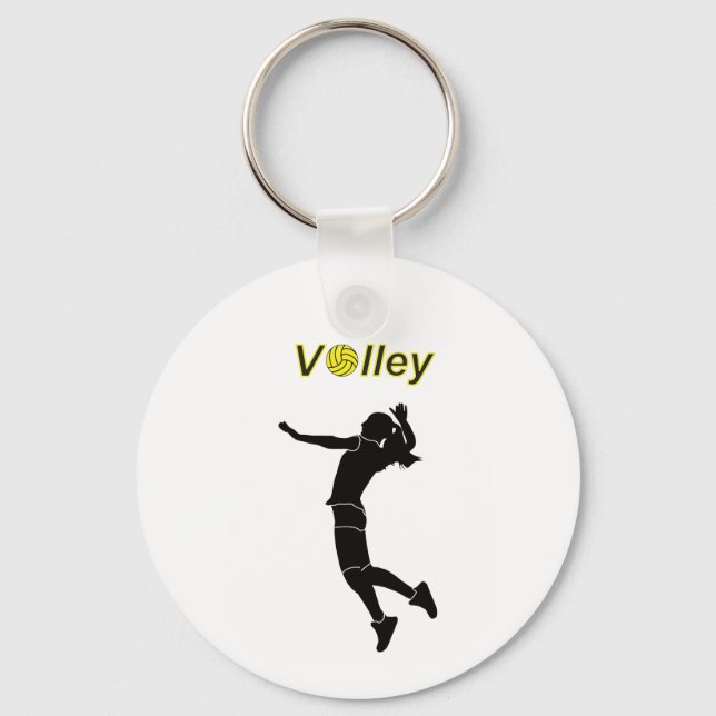 Chaveiro Silhouette de uma mulher jogando voleibol (Frente)