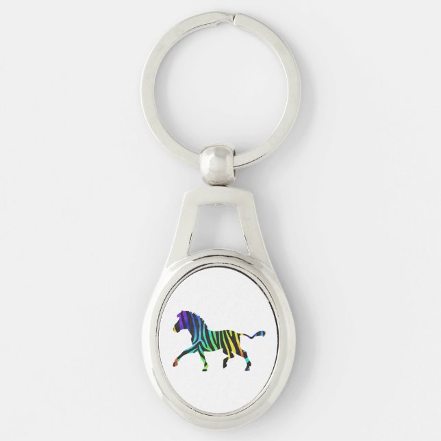 Chaveiro Silhouette Zebra Black e Rainbow (Frente)