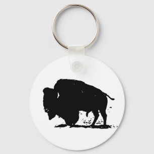Chaveiro Silhoute de Buffalo Preto e Branco