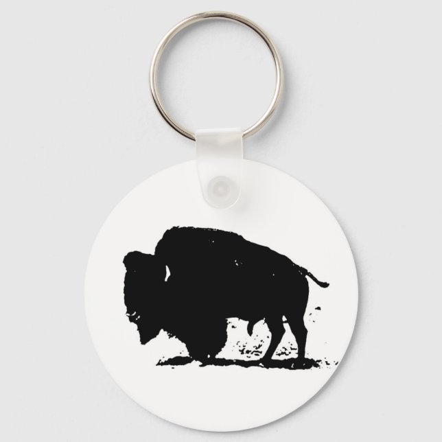 Chaveiro Silhoute de Buffalo Preto e Branco (Frente)