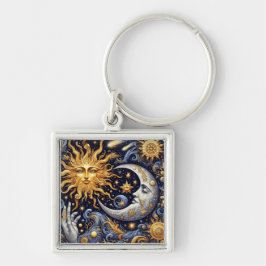 Chaveiro Silhueta Celestial Meia-Noite Sol e Lua