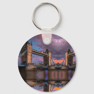 Chaveiro Silhueta da cidade Pôr do sol & personalizar logot