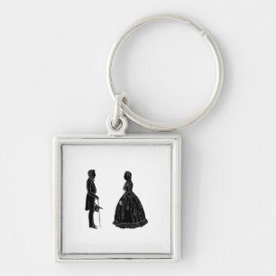Chaveiro silhueta de abraham lincoln mary todd lincoln