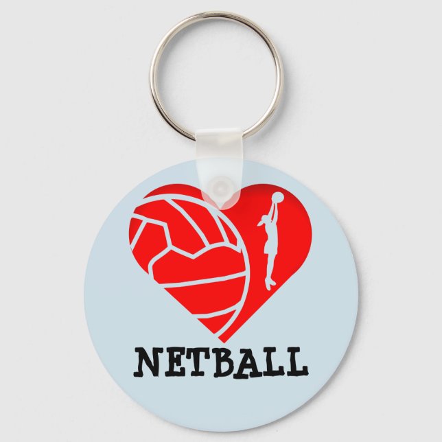Chaveiro Silhueta de Coração e Ball Design Love Netball (Frente)