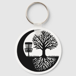 Chaveiro Silhueta de Disco de Golfe Preto e Branco